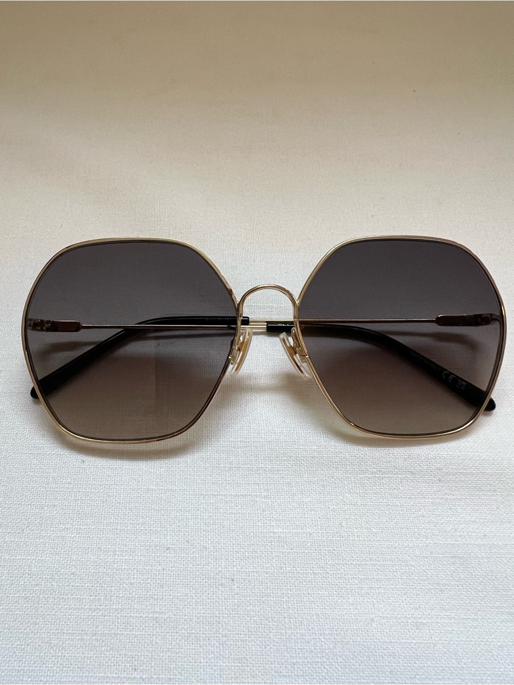 Chloé oversized gold metal sunglasses with gradient lenses